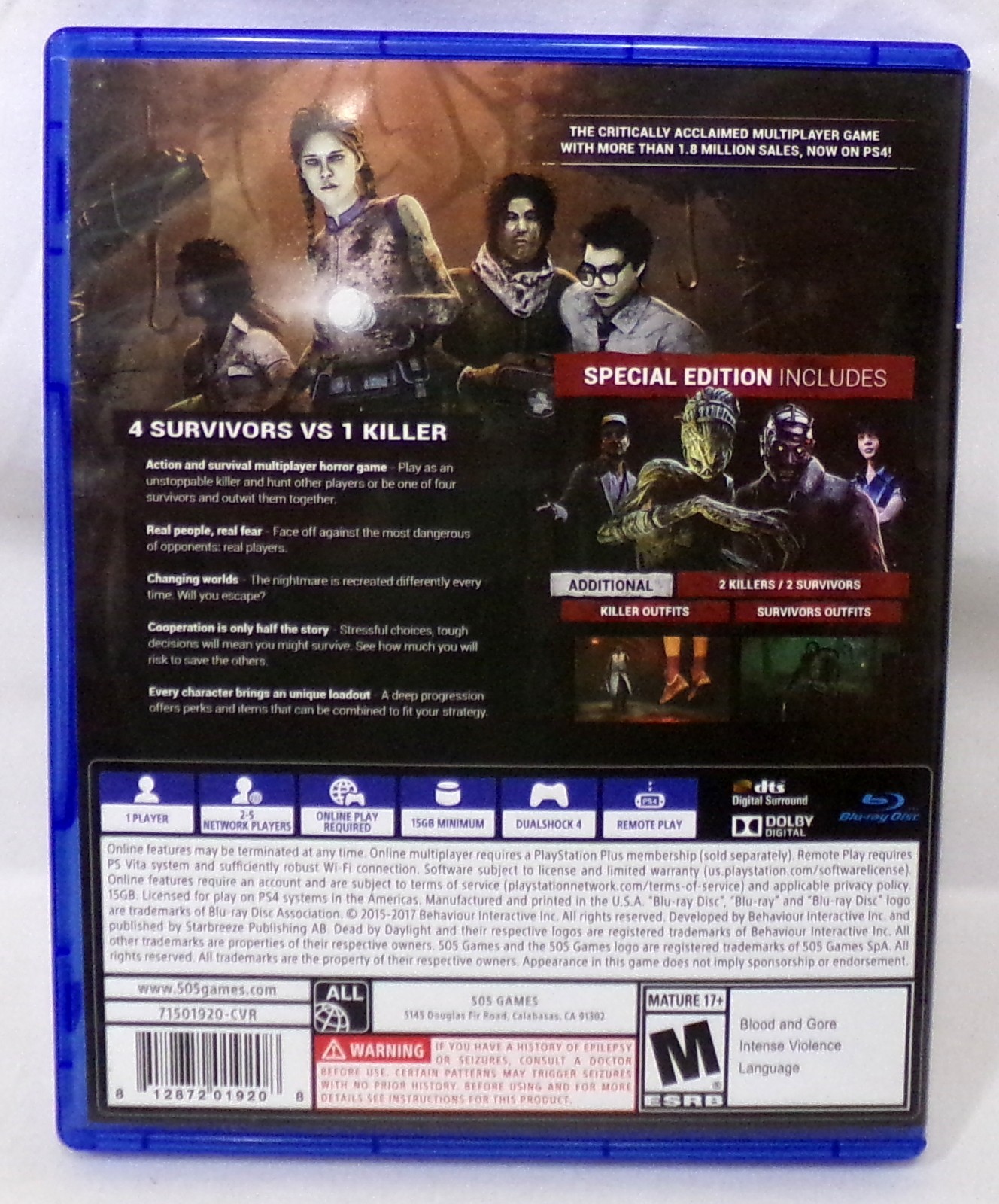 Sony Playstation 4 PS4 Behaviour 505 Games Dead By Daylight Disc & Case