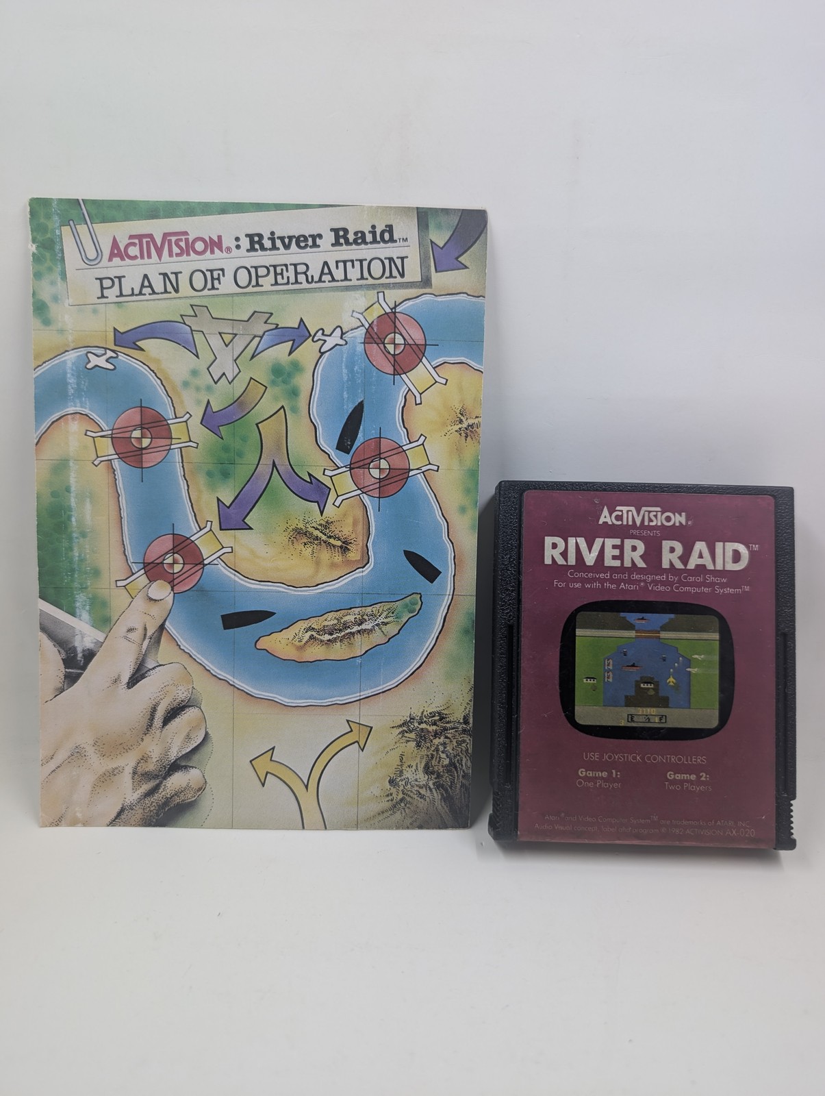 Activision River Raid Atari 2600 1982 Cartridge + Plan of Operation Tested Clean