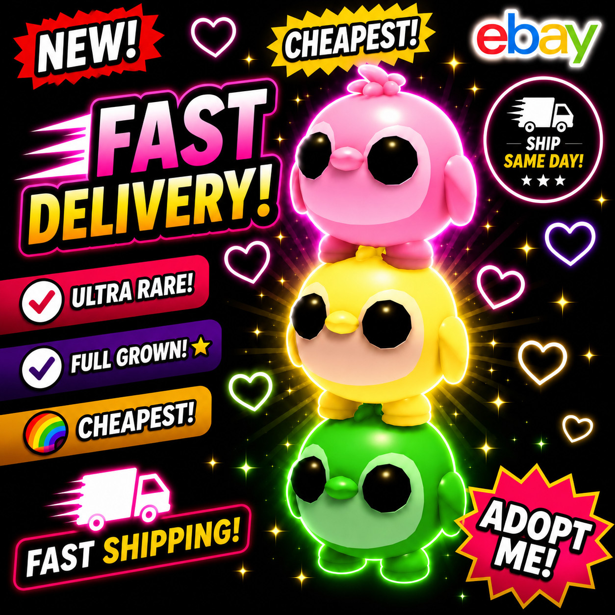 Dango Penguins / All Variations! FR, NFR, MFR, Neon, Mega – Adopt From Me