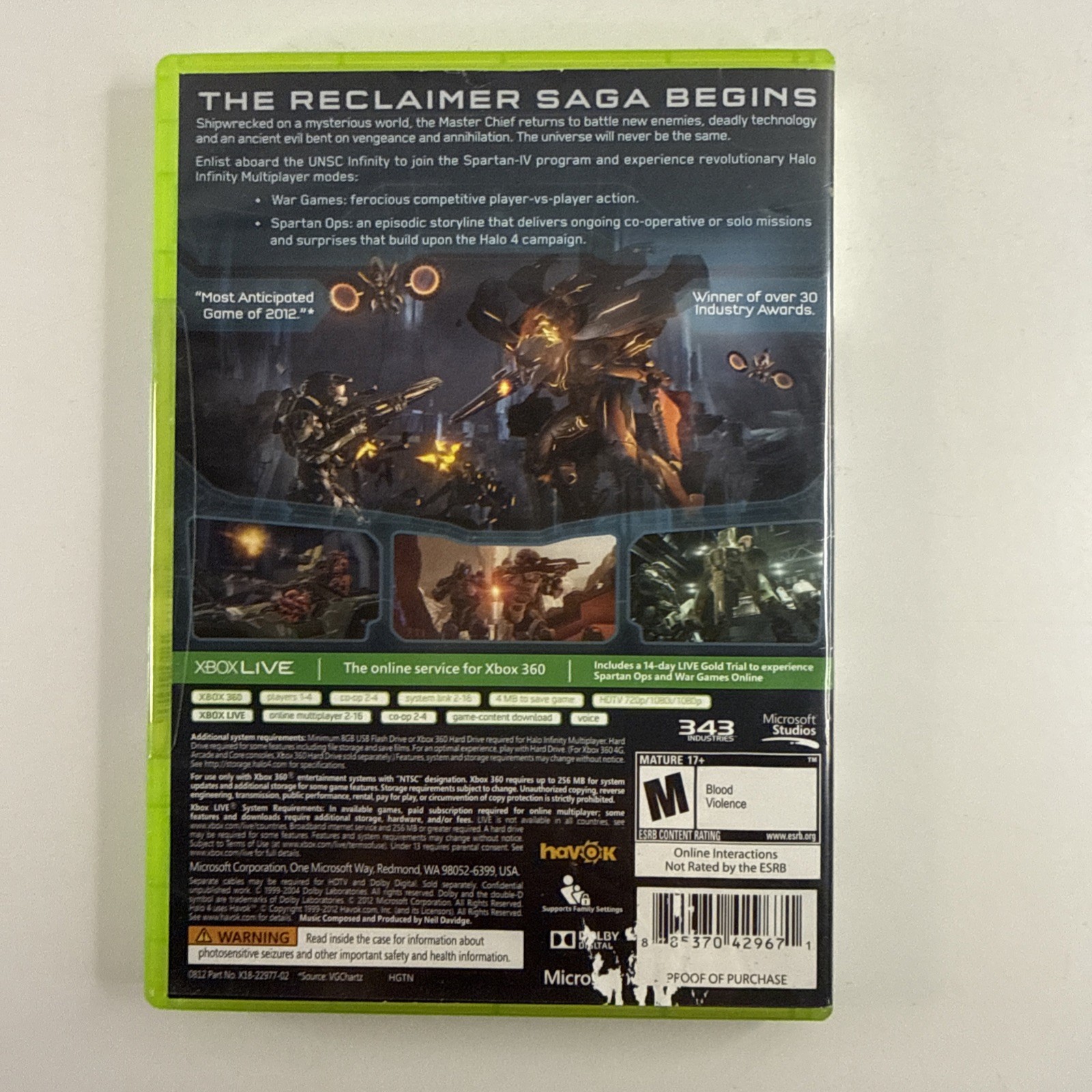 Halo 4 Microsoft Xbox 360 2012 Microsoft Studios 343 Industries CIB Tested