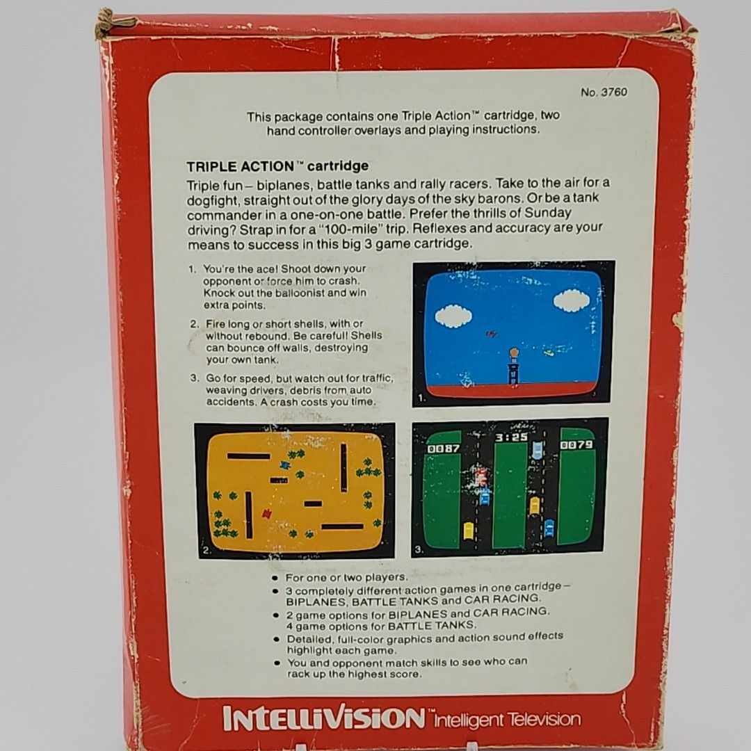 Triple Action (Intellivision, 1981) – Box – Platistic Insert – Cartridge