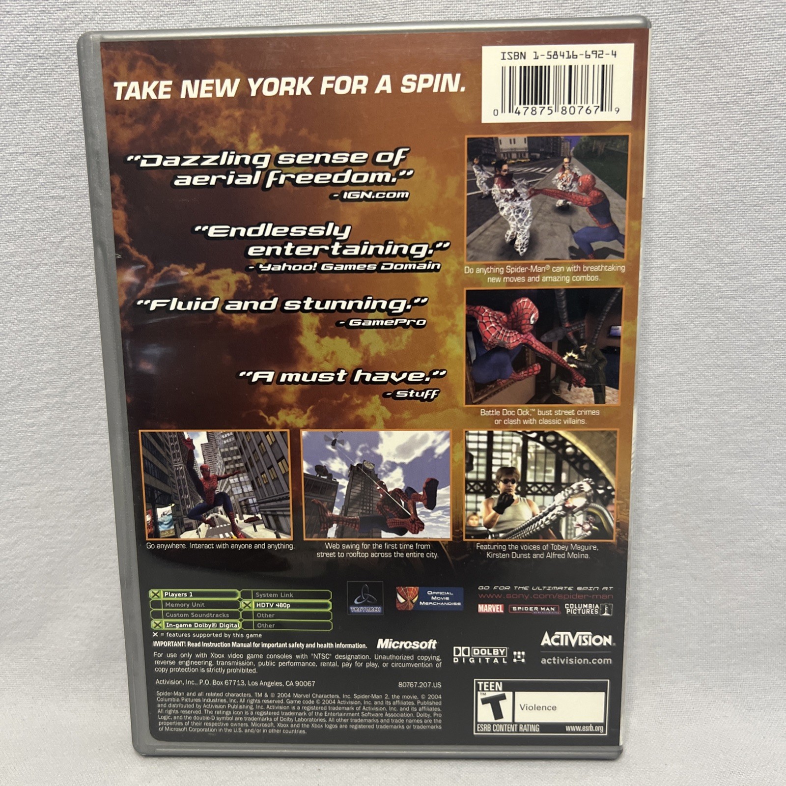 Spider-Man 2 Platinum Hits Original Xbox Open-World Superhero Action Game. B5