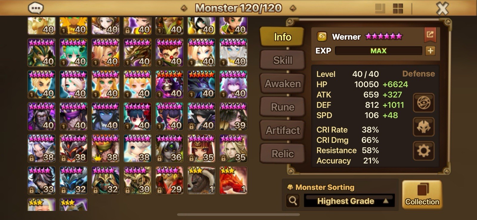 Com2uS Summoners War Monster Storage 120/120 3 ld nat 5 Android iOS