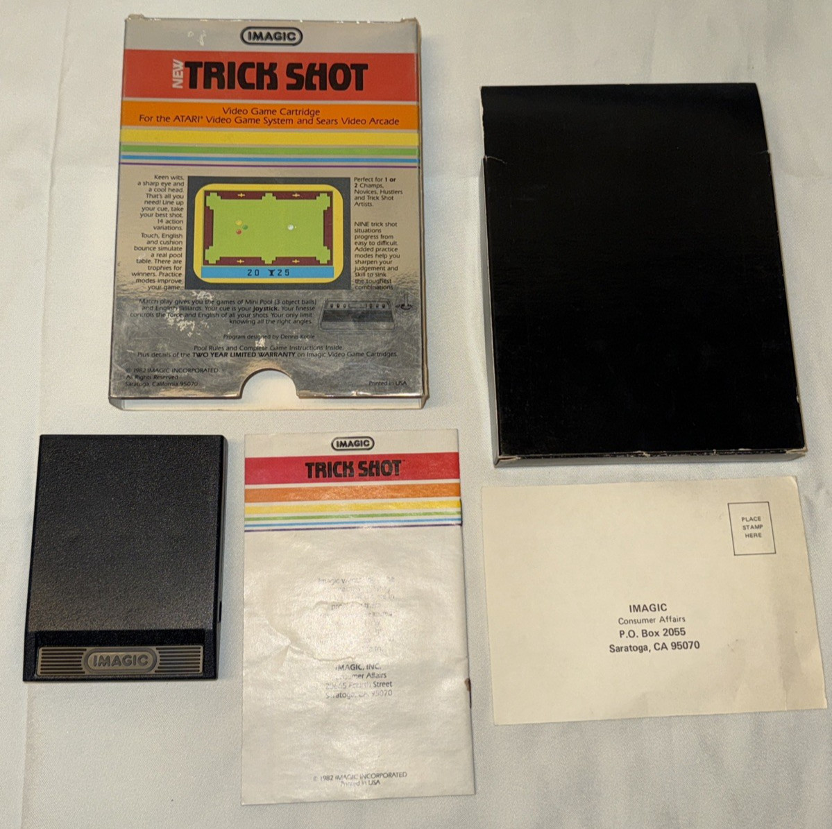 Trick Shot (Atari 2600, IMAGIC) Complete in Box, CIB, NTSC Billiards Pool Game