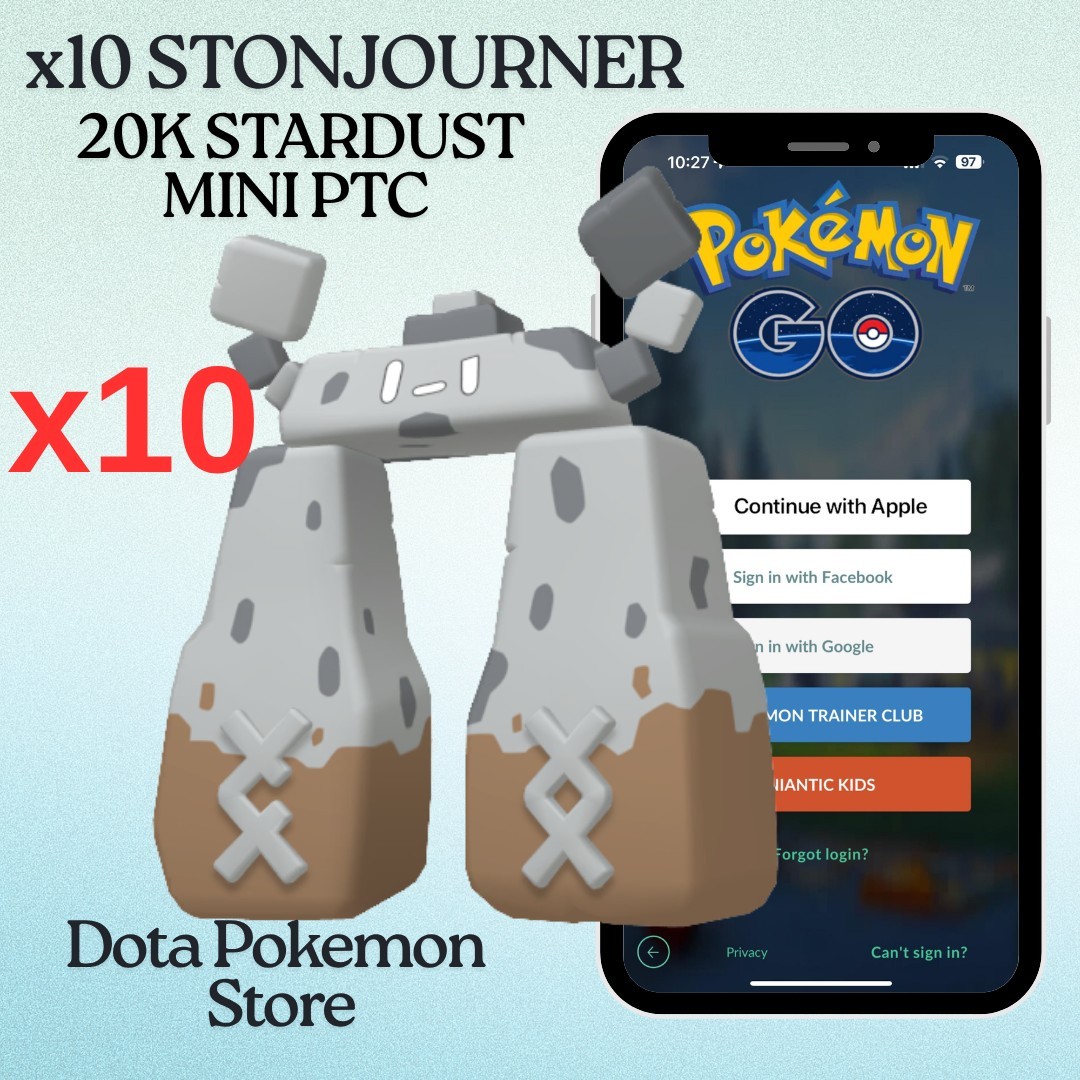 Pokémon Go x10 Non Shiny Regional Stonjourner 20k Stardust Mini PTC Read Dscrptn