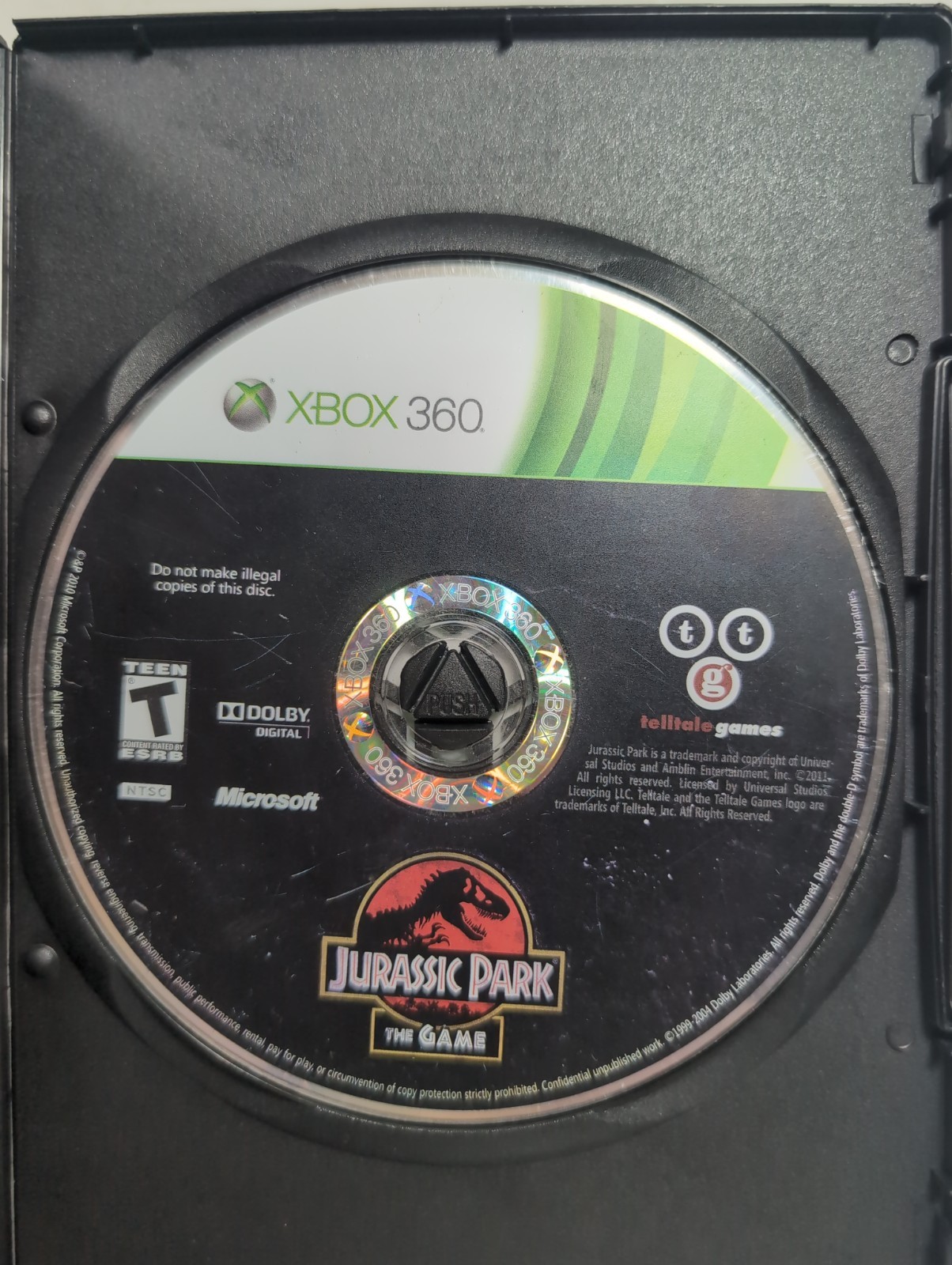 Jurassic Park: The Game (Microsoft Xbox 360, 2011) Disc Only