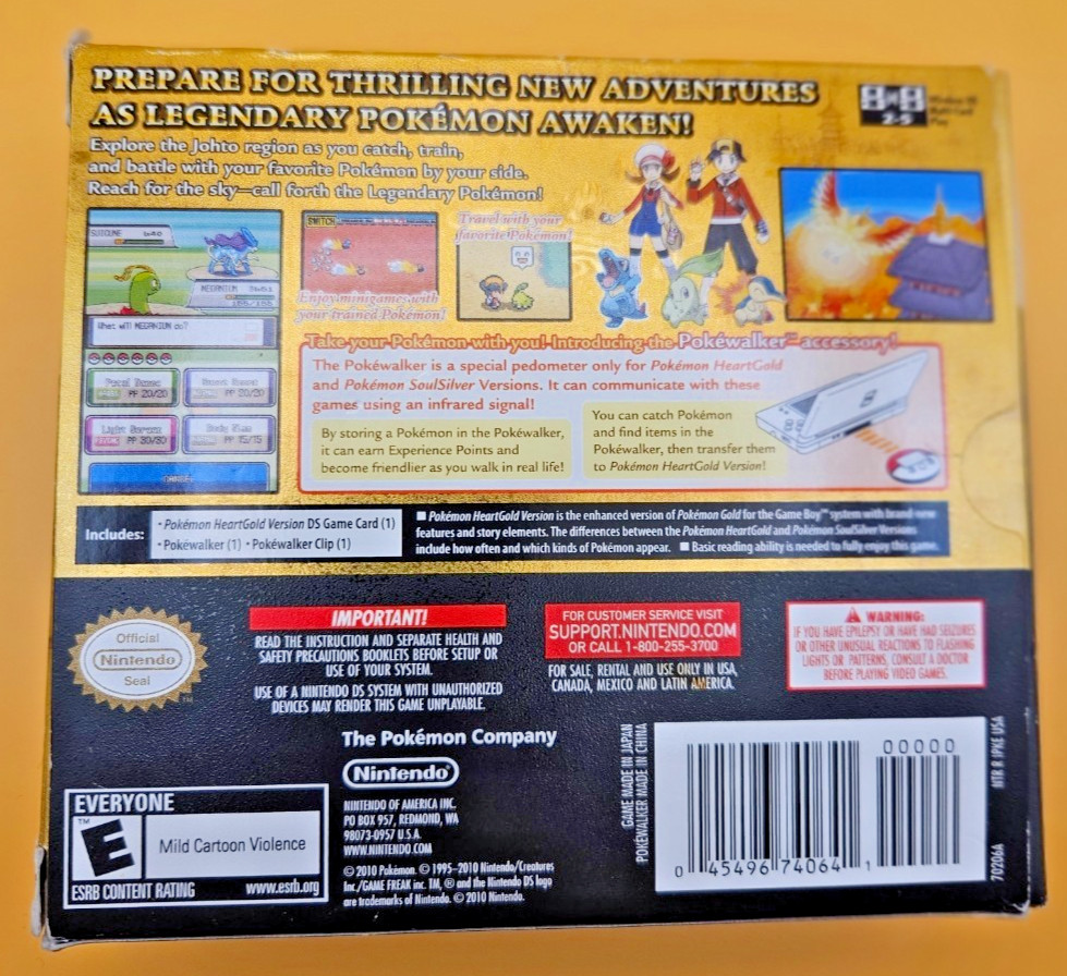 Pokémon: HeartGold Version (Nintendo DS, 2010) Complete US Pokewalker