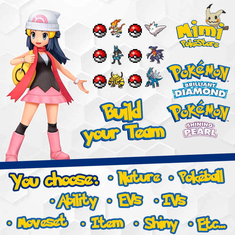 CUSTOM TEAM – 6 Pokémon Shiny, 6ivs Build your Team – Pokemon Diamond & Pearl