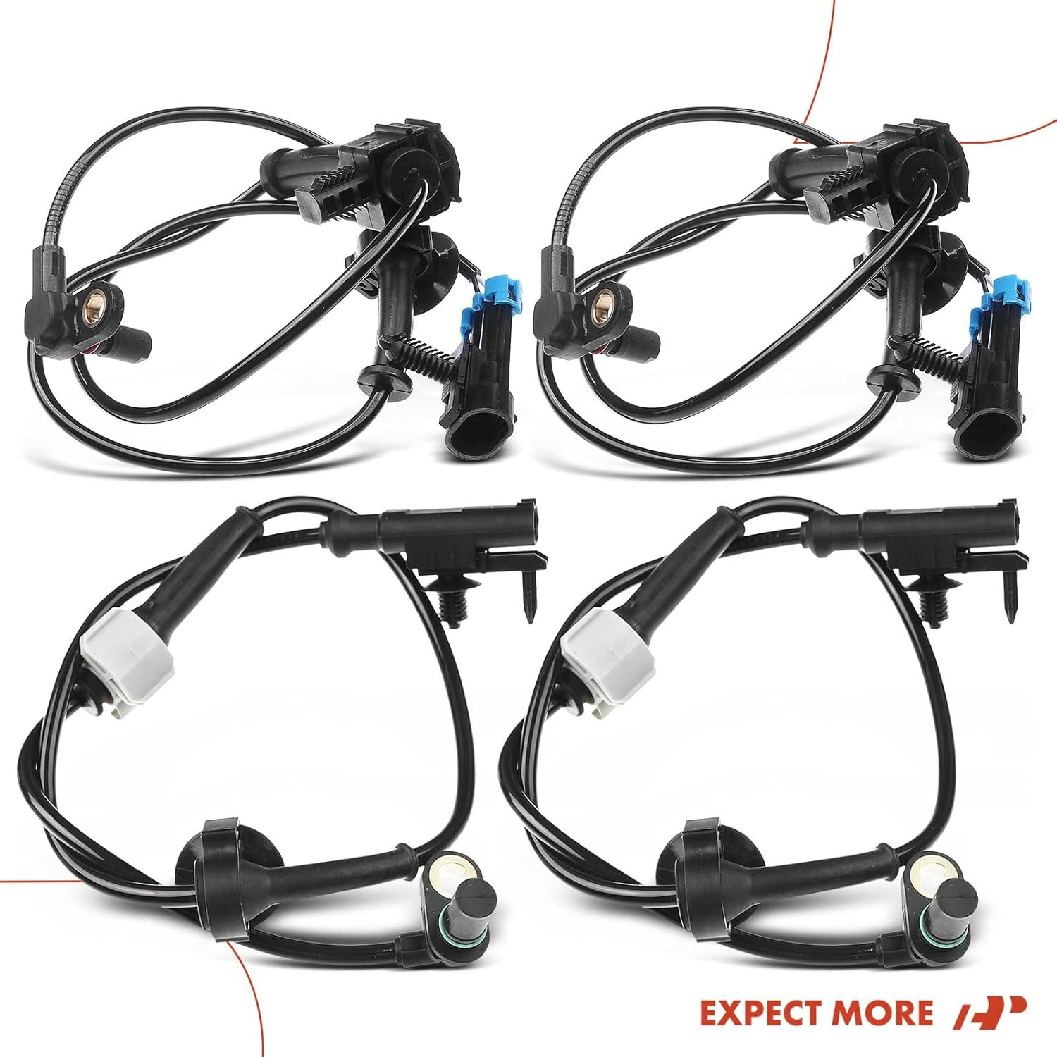 4PC Set Front & Rear ABS Wheel Speed Sensor Fits for Chevrolet, GMC & Cadillac M
