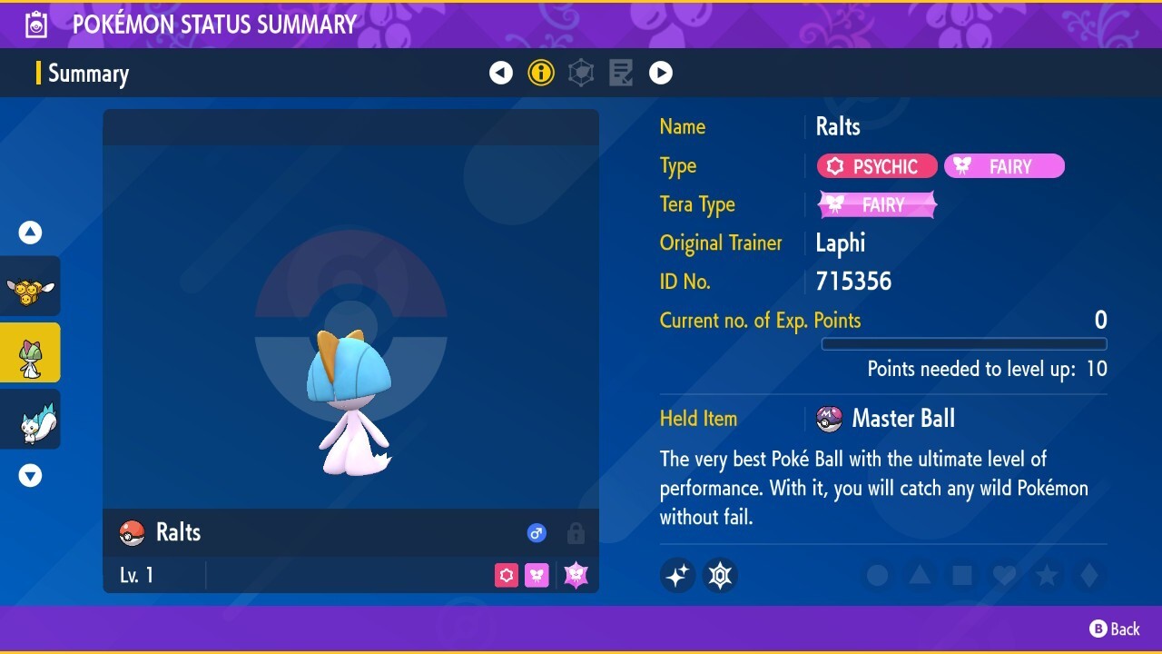 MALE Ralts XXXL Shiny Egg Lv. 1 6IV Jumbo Alpha Size Pokemon Scarlet Violet SV