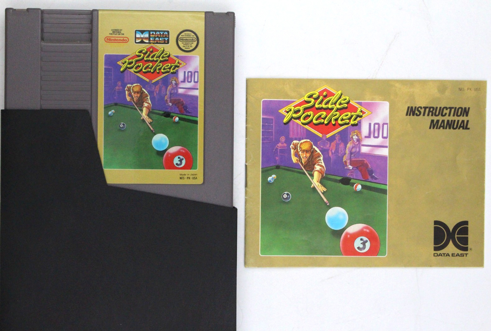 Side Pocket (Nintendo NES, 1987) Authentic Tested w/Manual & Dust Cover Sleeve