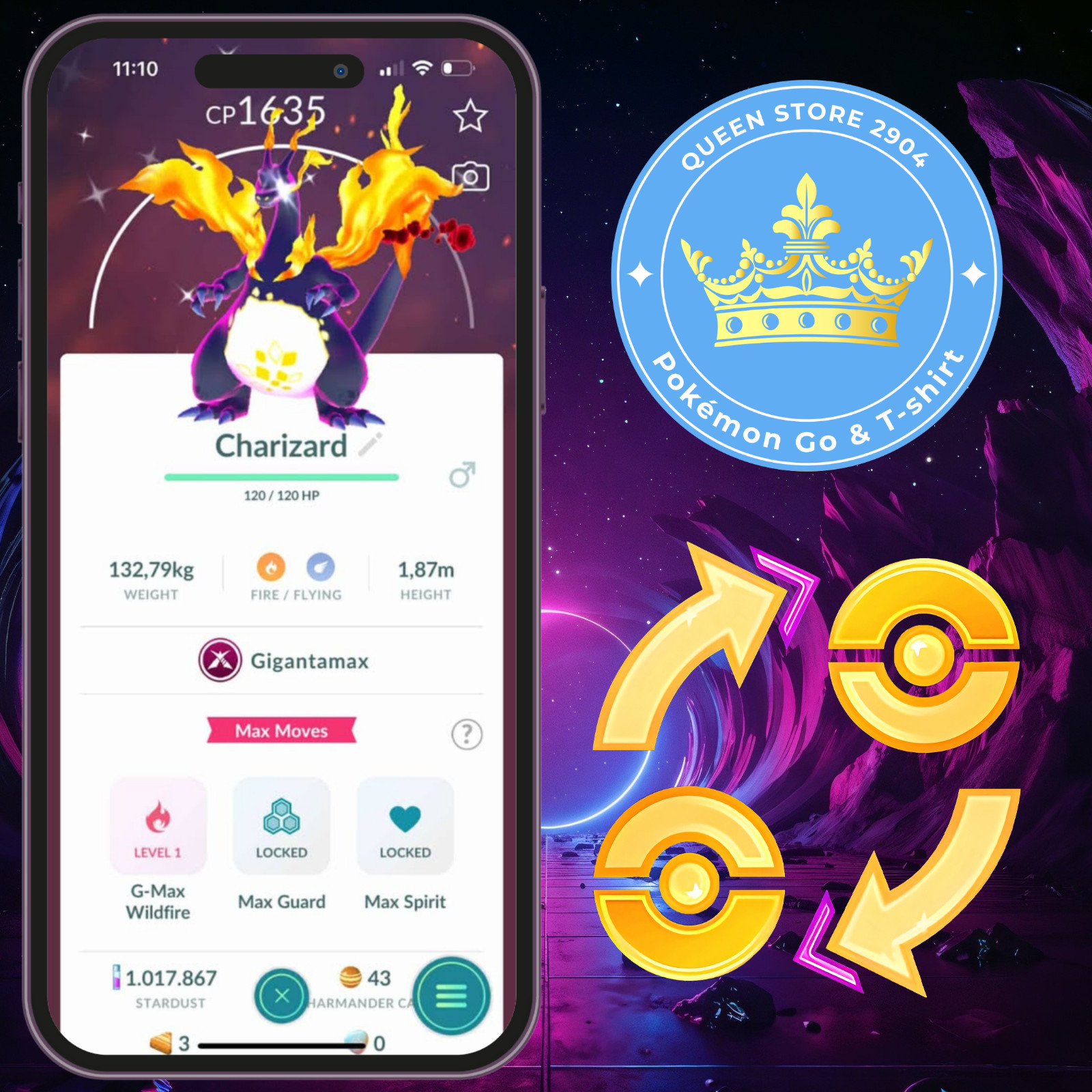 Pokémon Go – Shiny Gigantamax Charizard | Trade Registered 20k Stardusts