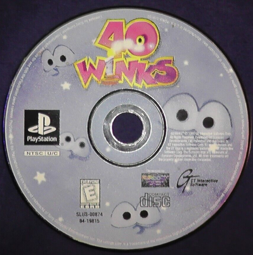 40 WINKS PLAYSTATION GAME TESTED WORKING PS1