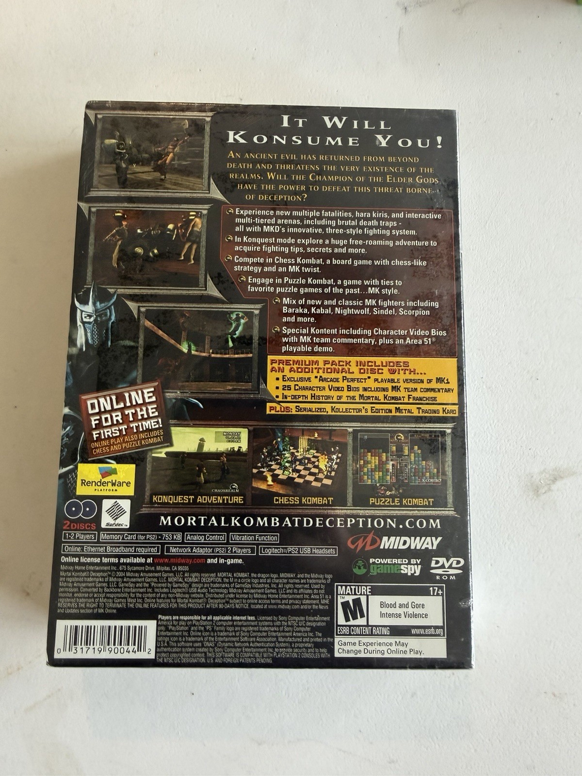 Brand PS2 Mortal Kombat Deception Premium Edition Steel Case Sealed G1N