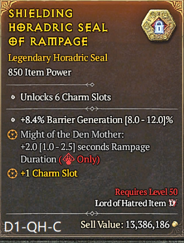 🔥 Diablo 4 Season 14 🔥 Druid Legendary Horadric Seal 6 Seal