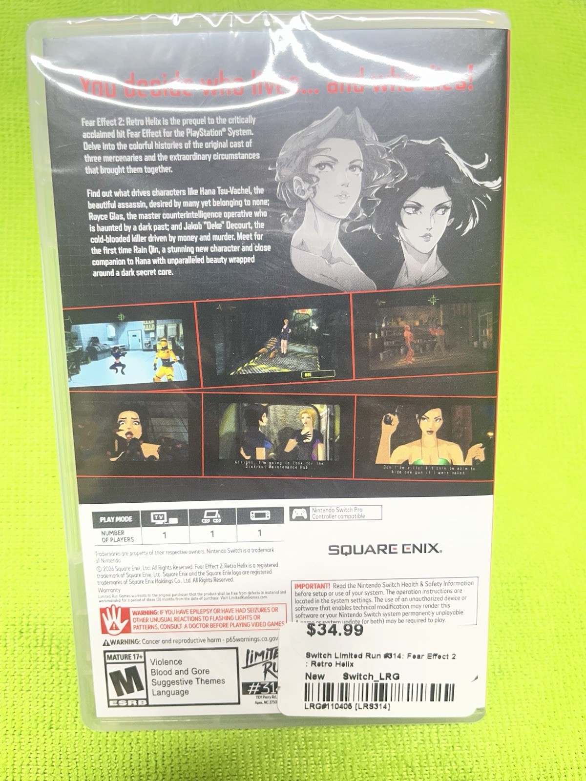 Fear Effect 2: Retro Helix Switch Limited Run #314 Nintendo New Sealed