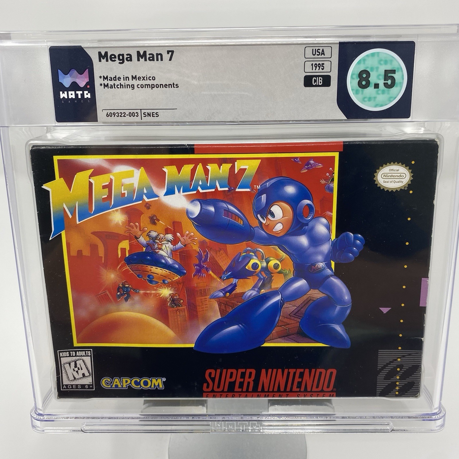 Mega Man 7 SNES WATA 8.5 CIB Capcom Made in Mexico Rare 90s Nintendo Grail