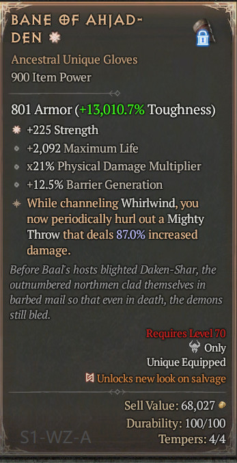 🔥 Diablo 4 Season 14 🔥Bane of Ahjad-Den 1GA/ 4GA