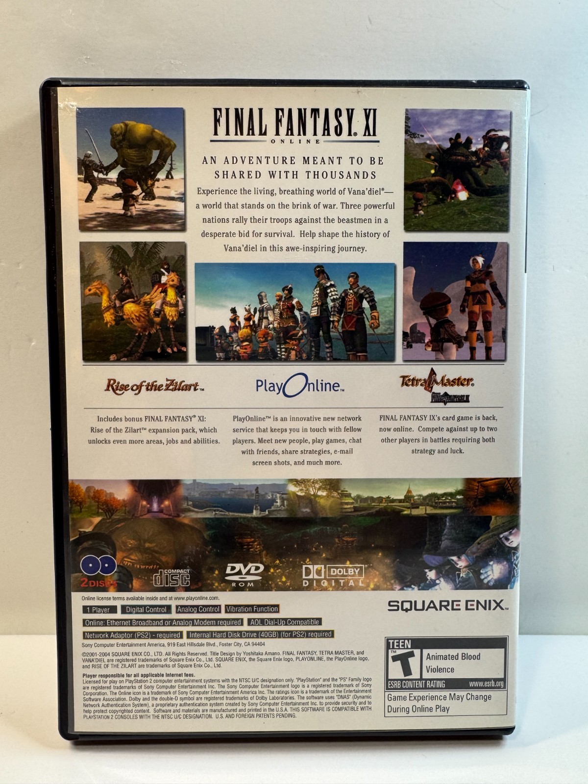 Final Fantasy XI Online NFR var. (Sony Playstation 2, 2004) Discs, Case, Insert