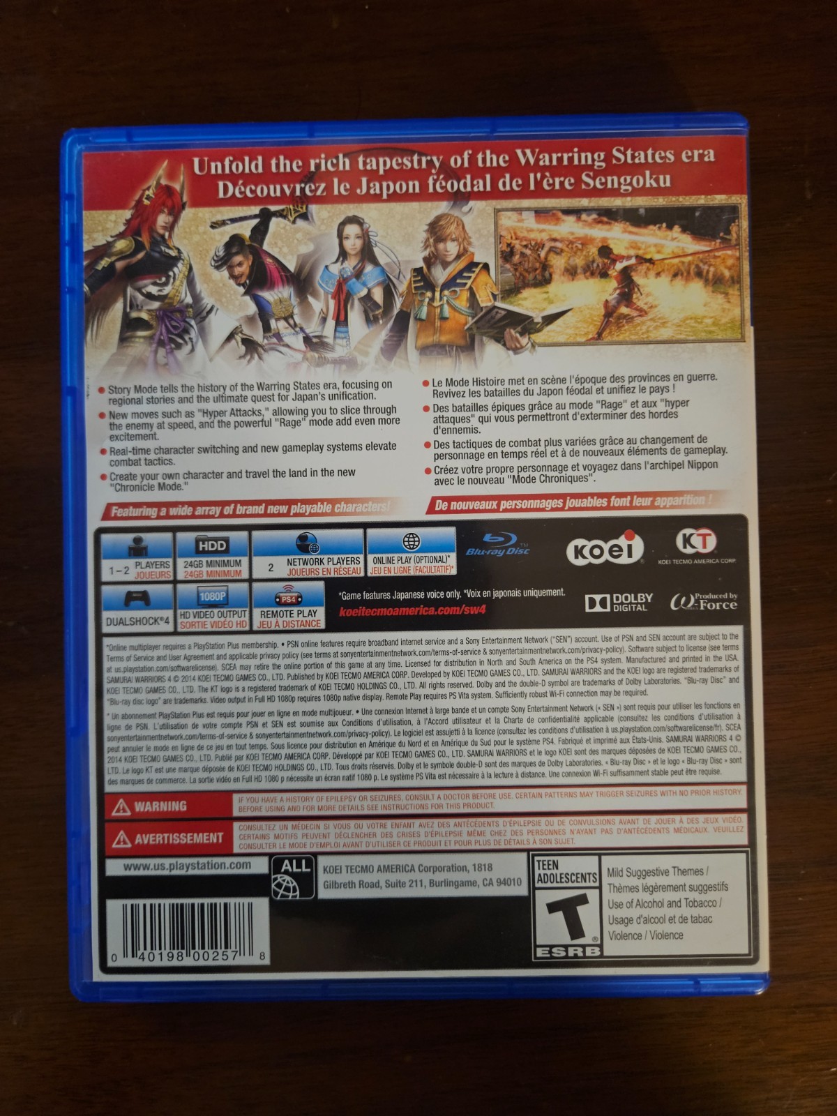 Samurai Warriors 4 – PS4 Game / Complete / Tested & Cleaned