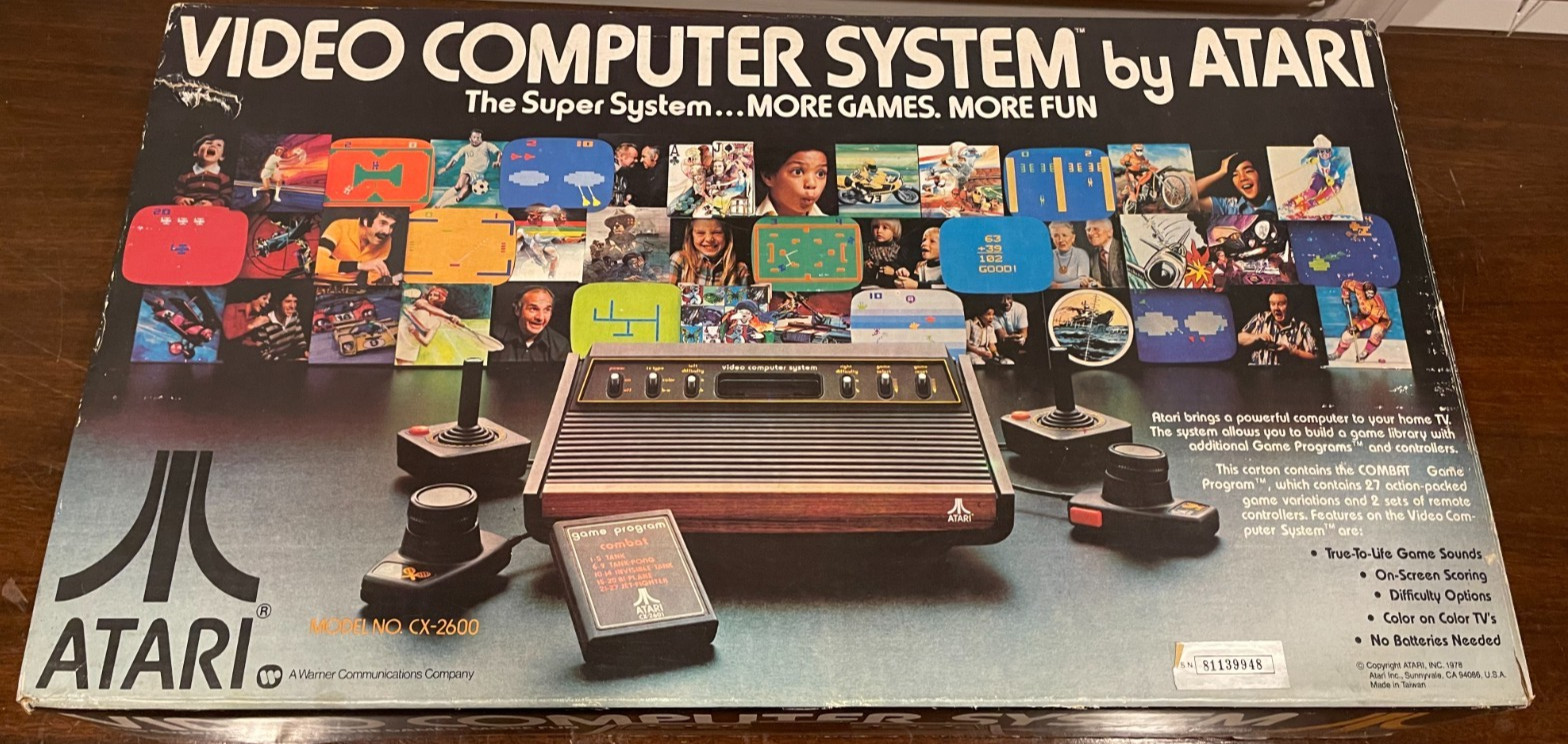 Atari 2600 Light Sixer System Boxed Bundle 4 Joy + Paddle Controllers + 30 Games