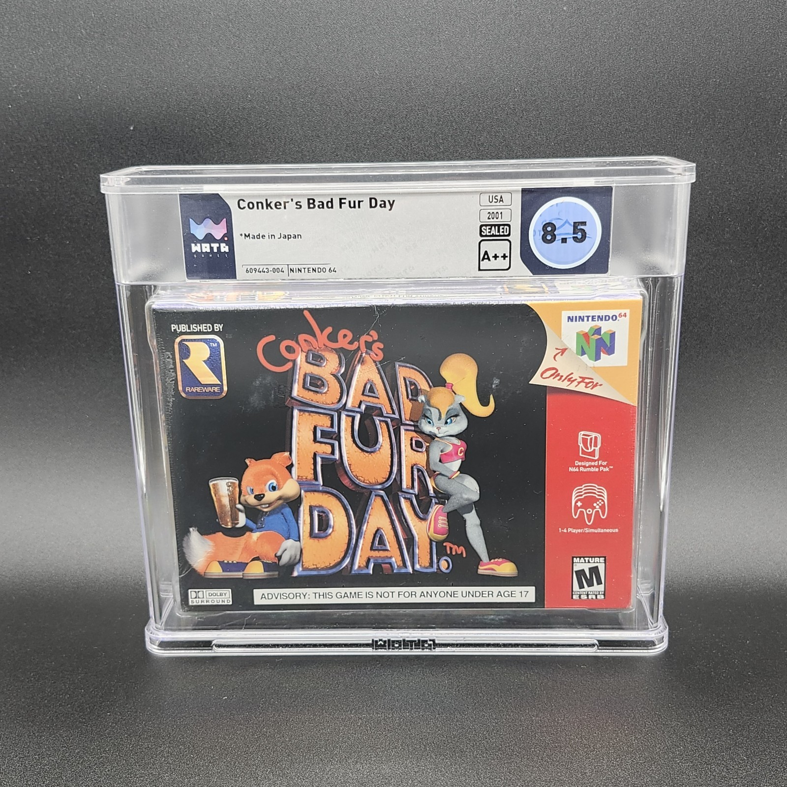 Conker’s Bad Fur Day Nintendo 64 N64 Graded WATA 8.5 A++ NEW Factory Sealed