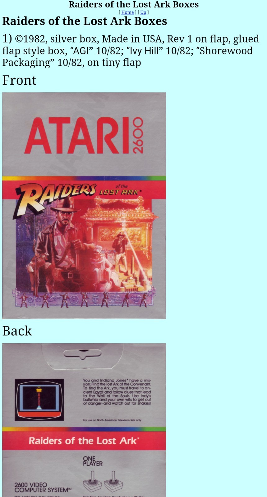 Raiders of the Lost Ark SIX PACK (6) Atari 2600 Silver Box 1982 LAST MADE IN USA