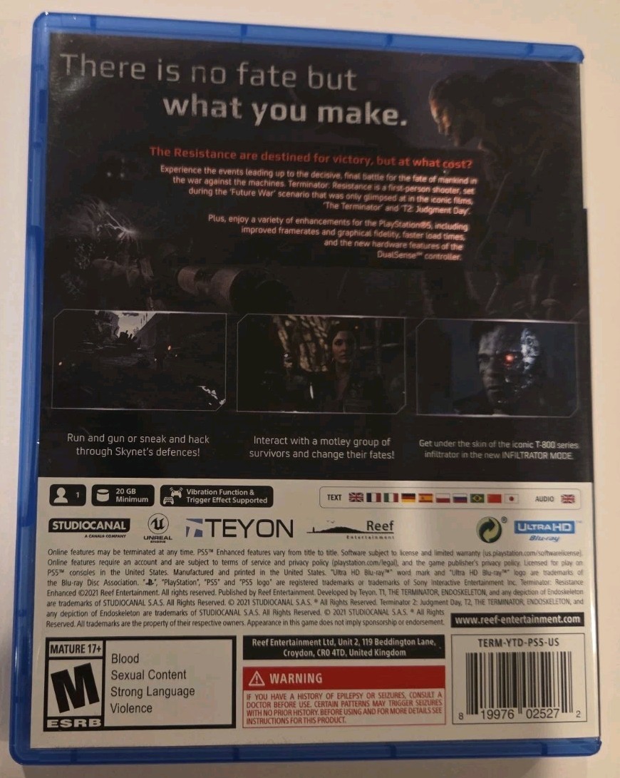 Terminator Resistance PS5 Arnold Schwarzenegger Futuristic Survival Horror