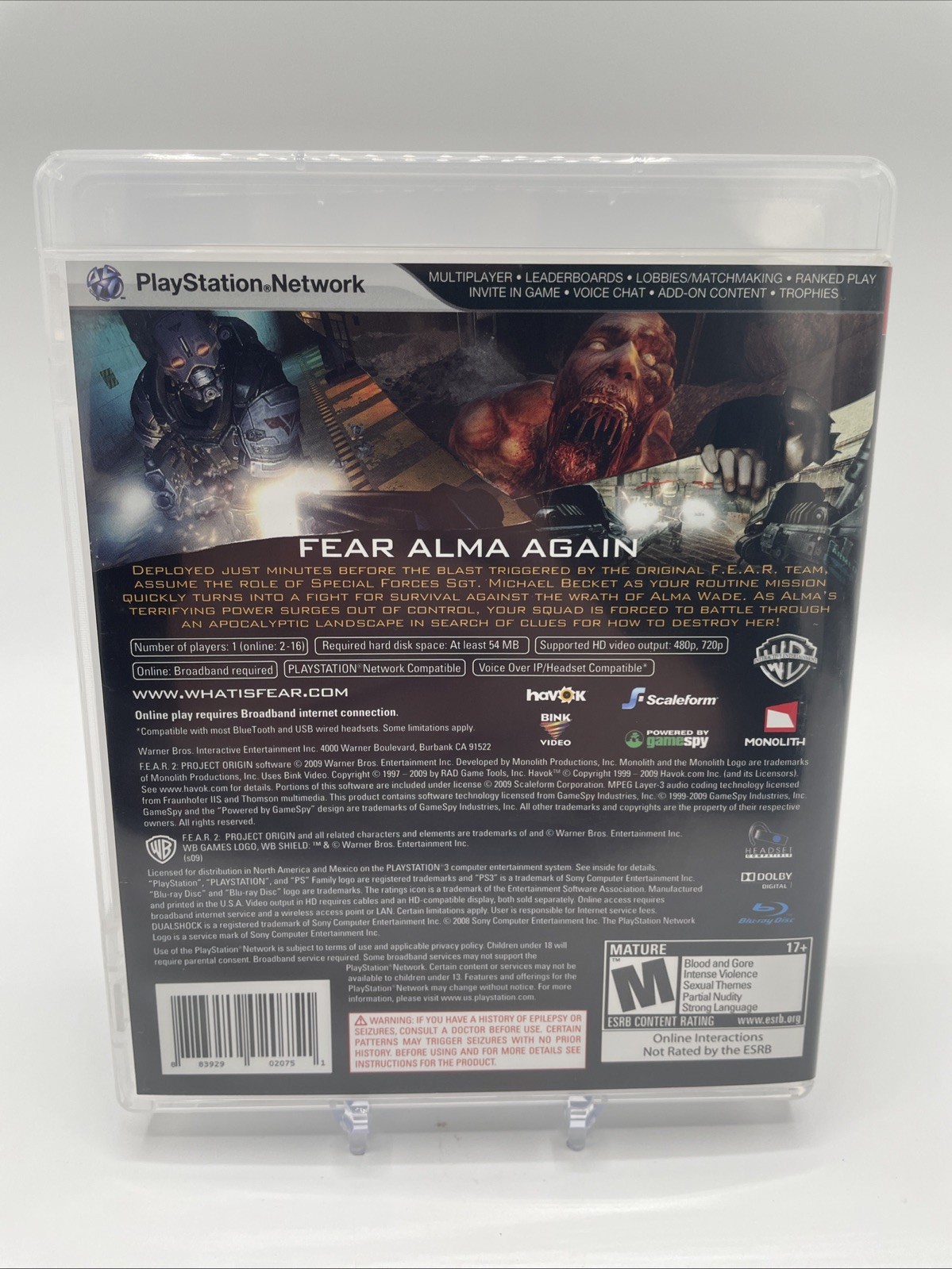 F.E.A.R. 2: Project Origin PS3 PlayStation 3 Complete CIB