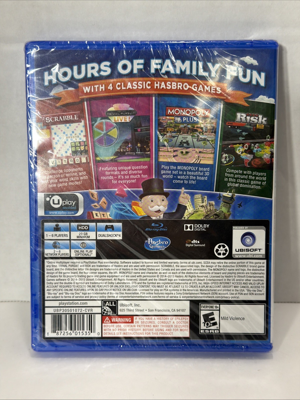 Hasbro Family Fun Pack (Sony PlayStation 4, 2015) Monopoly Risk Scrabble TP NEW!