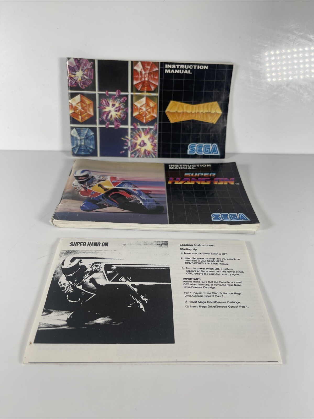 MEGA Games I SEGA MEGA DRIVE- Boxed + Manuals Columns Italia 90 Super Hang On