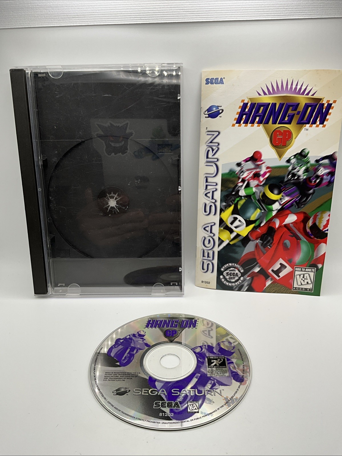Sega Saturn Hang-On GP (Sega Saturn, 1995) CIB W/ Registration – Damaged Case