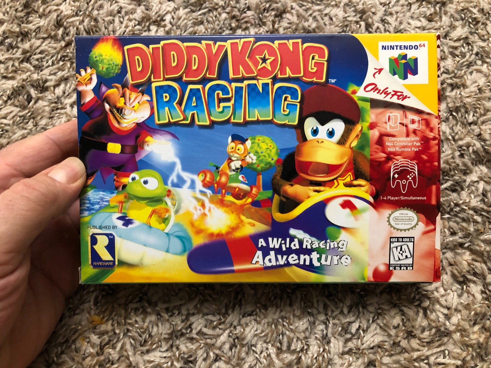 Diddy Kong Racing (Nintendo 64, 1997) Complete in Box, 100% CIB, Operation Card