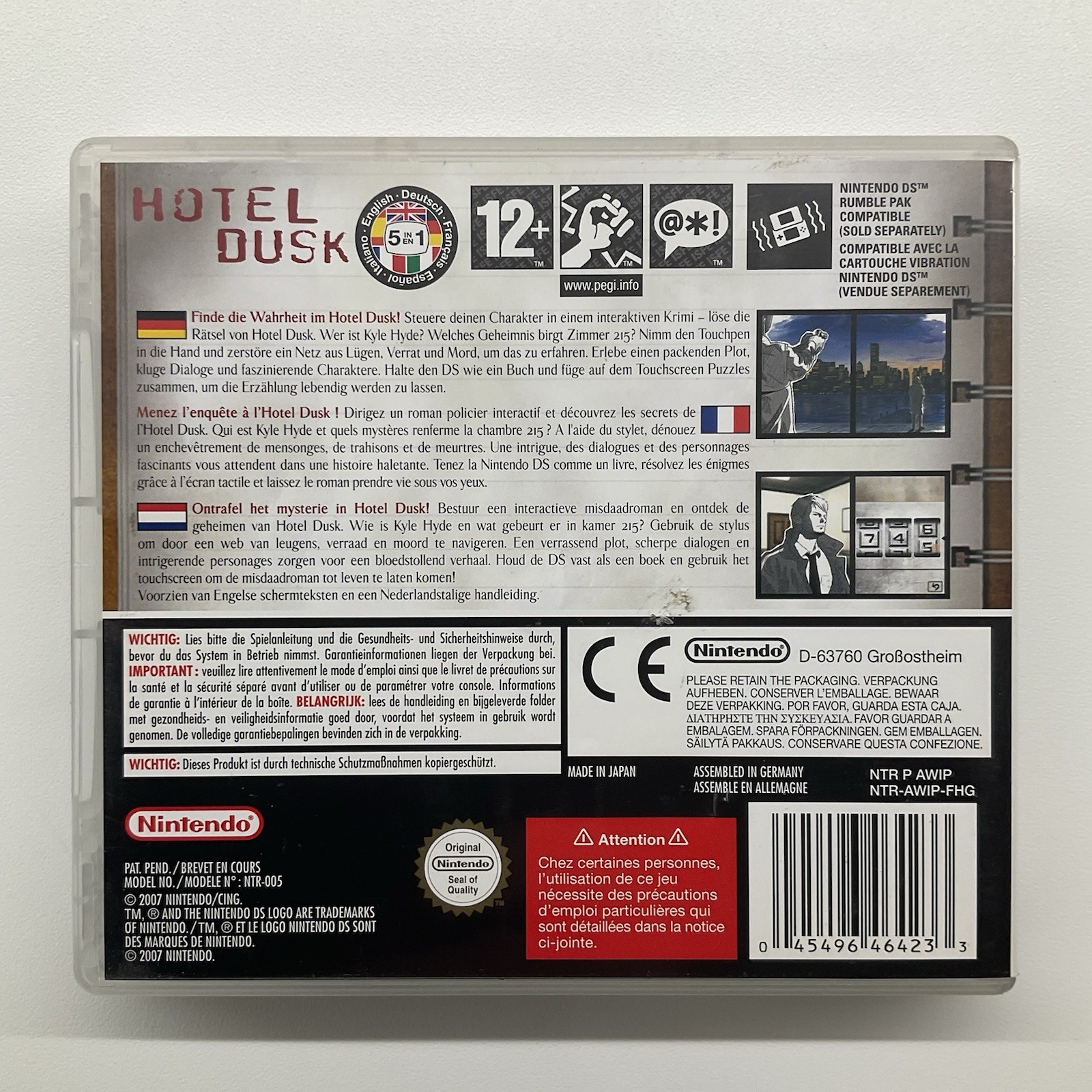 HOTEL DUSK: ROOM 215 Nintendo DS PAL EUR Italian – COMPLETE – Excellent Condition
