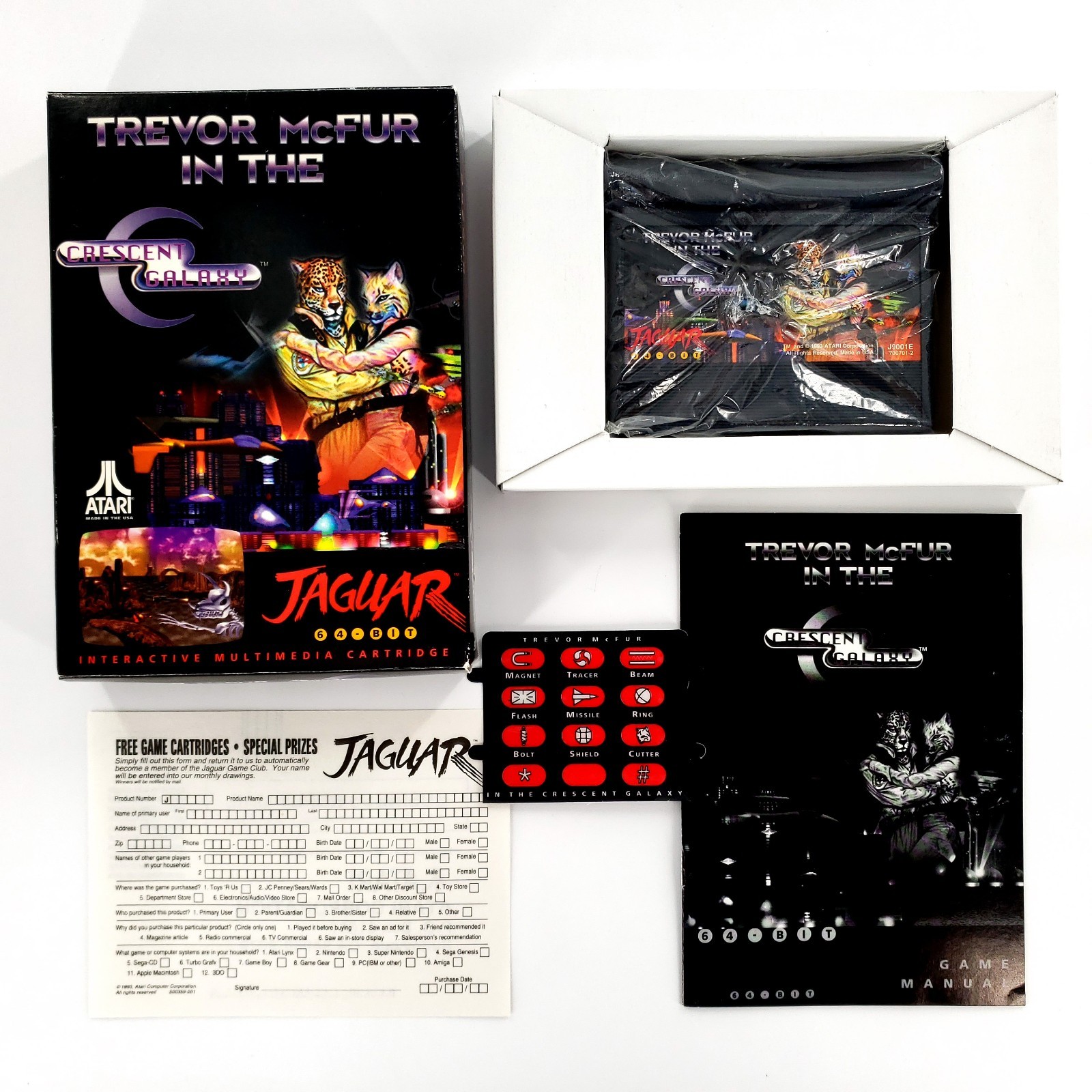 Trevor McFur in the Crescent Galaxy Atari Jaguar Complete w/ Overlay Tested