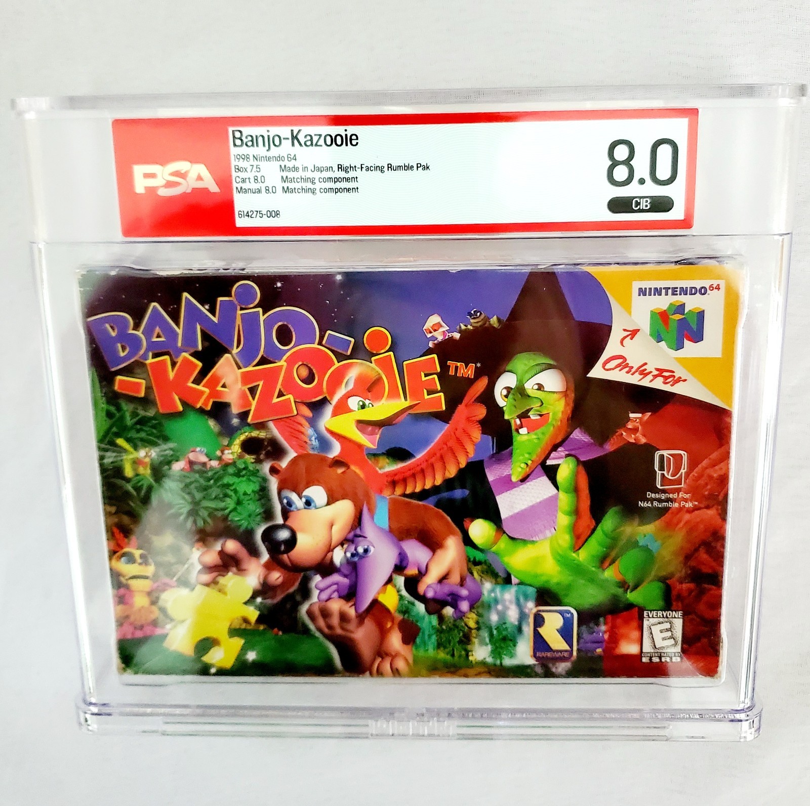 BANJO KAZOOIE N64 WATA PSA 8.0 CIB Complete Box Matching Nintendo 64 1st Print