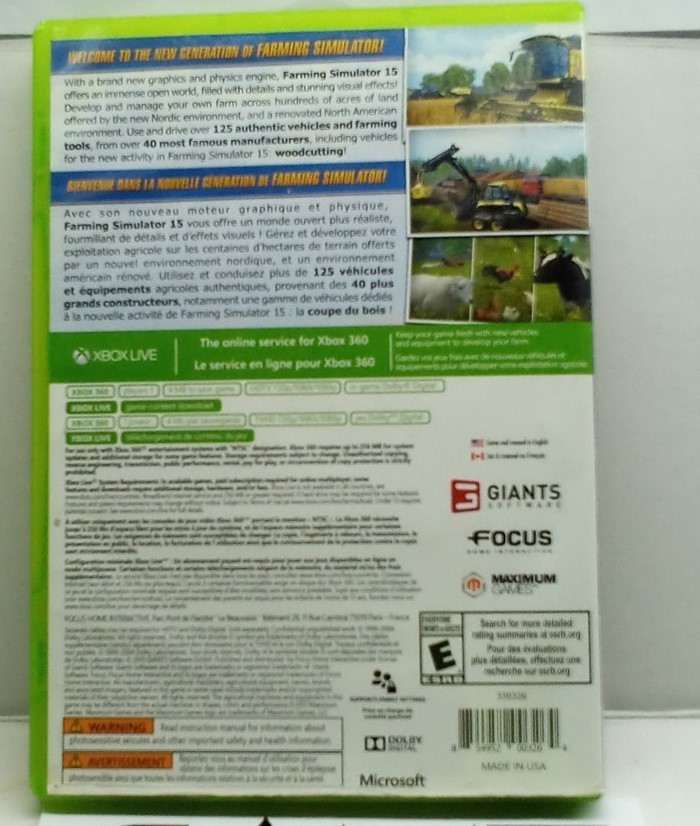 Farming Simulator 15 (Xbox 360, 2015) Complete Tested Working – Free Ship