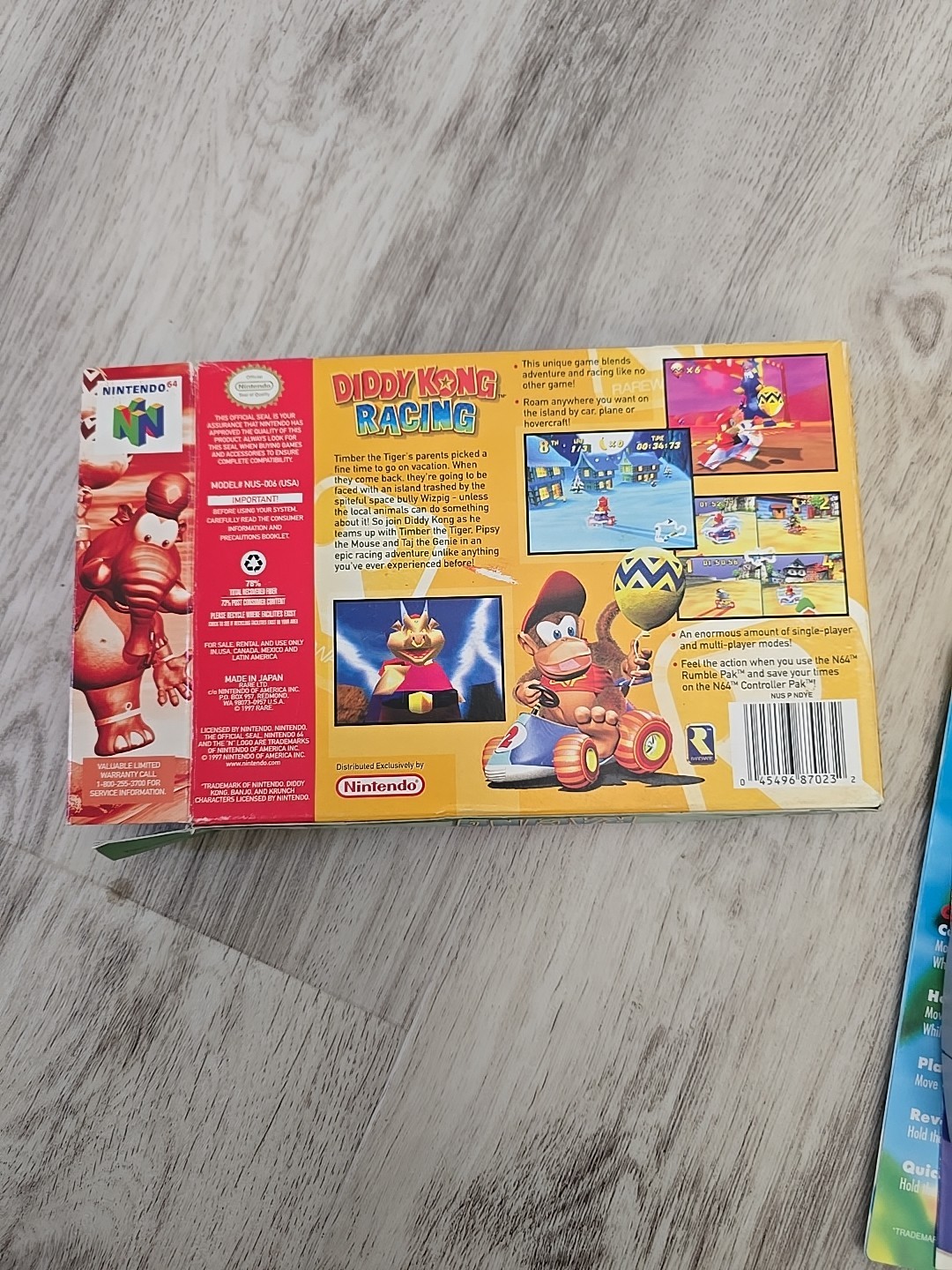 Diddy Kong Racing (Nintendo 64, N64, 1997) Box, Instruction Booklet & More