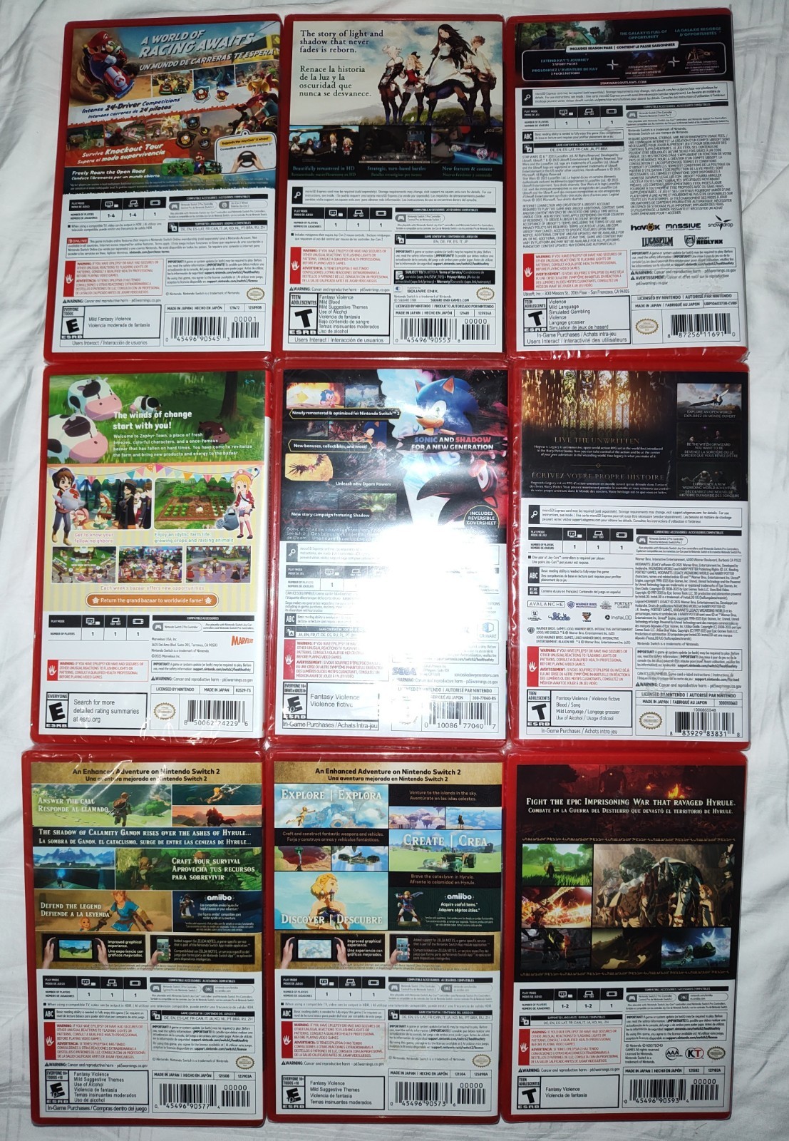 Nintendo Switch 2 Nine Game Lot, All Brand New/Sealed (Mario,Zelda,Sonic,+More)