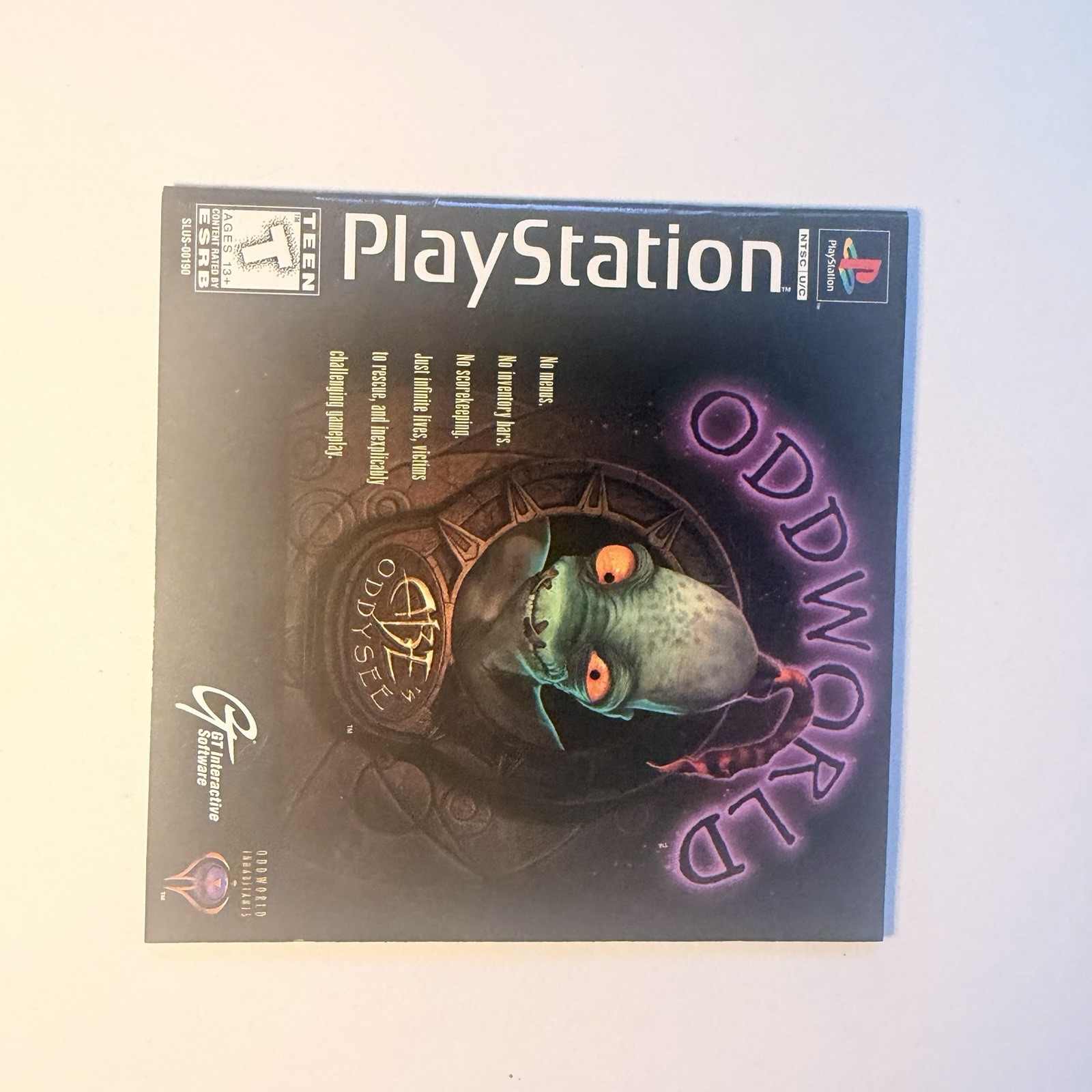 GT Interactive Oddworld: Abe’s Oddysee PS1 NTSC-U/C w/ Manual Action T