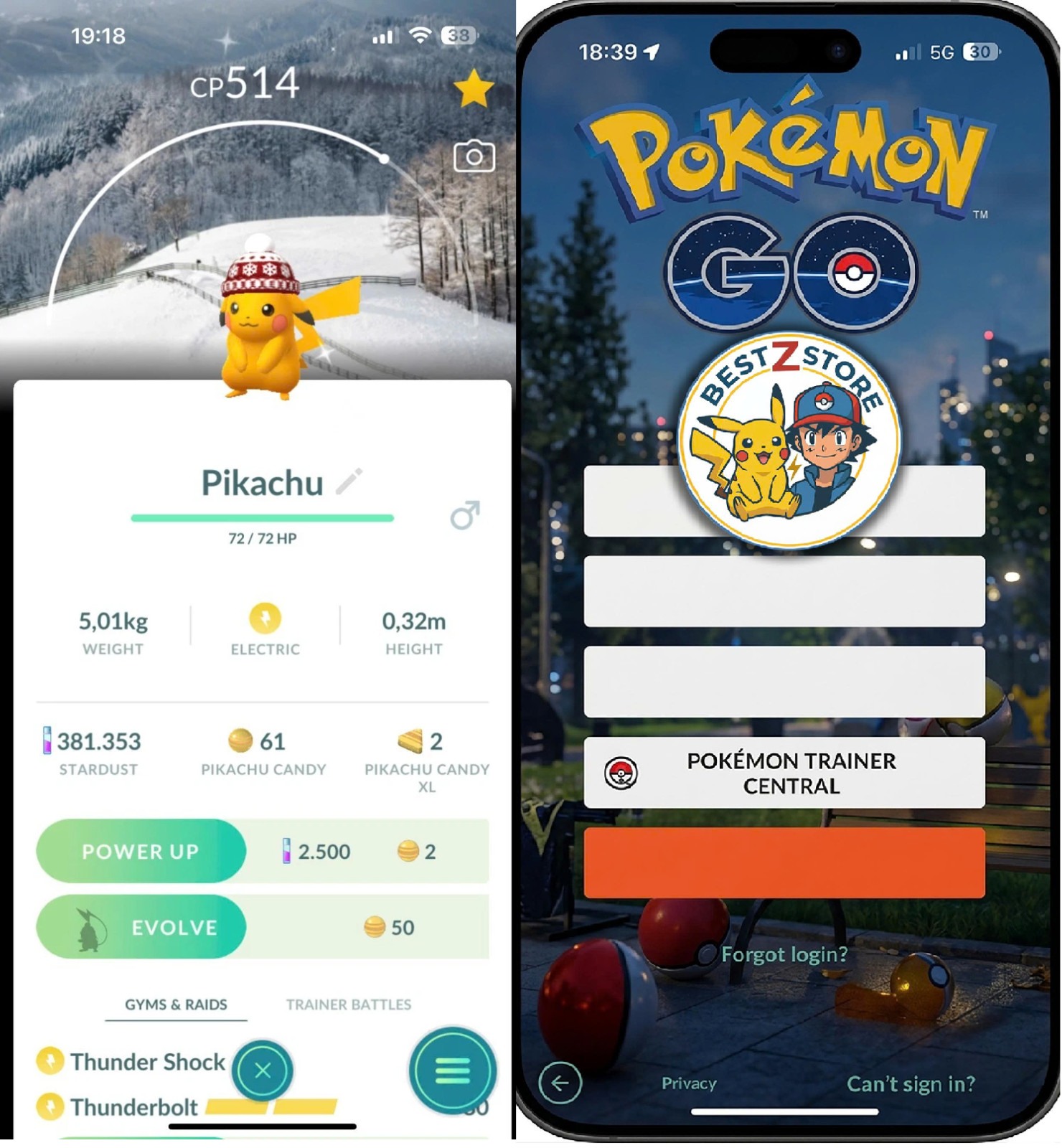 PoGo✨Shiny Pikachu Snowflake Beanie BG✨Mini P.T.C 20k+ dust