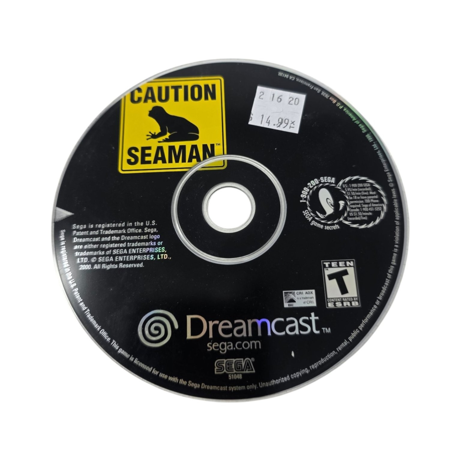 Seaman Sega Dreamcast Game/CD Only