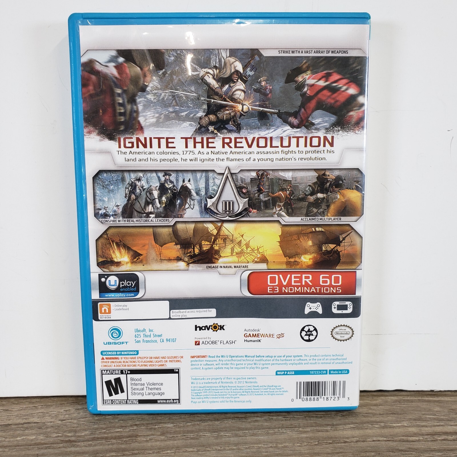 Assassin’s Creed III (Nintendo Wii U, 2012) TESTED NO MANUAL RATED M