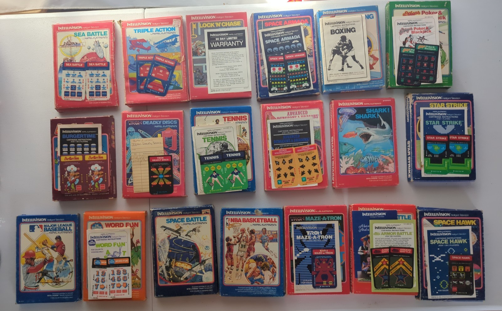 Boxed Intellivision Games – Large Lot #1 – Most Overlays and Manuals – 19 Games