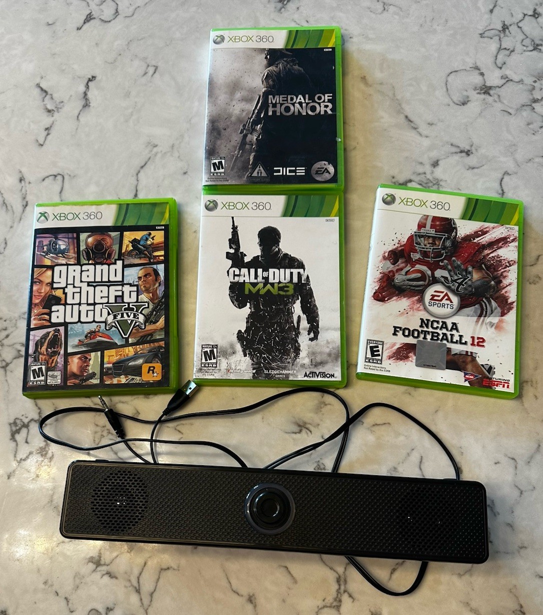 Xbox 360 Game & Kinect Lot GTA V NCAA Football 12 MW3 Medal of Honor Tested