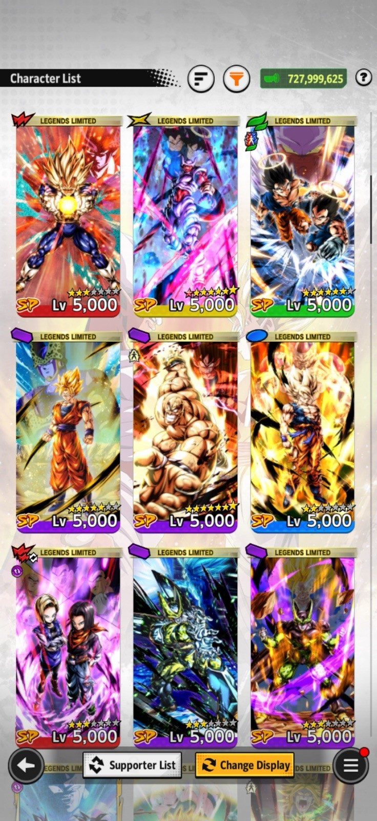 Dragon ball legend Account Ultras, two Legends And Almost All LL With Equipment