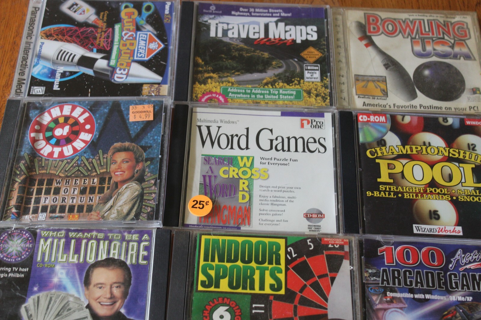 Lot of 9 Vintage PC Games Windows Maps, Millionare Arcade Billiards