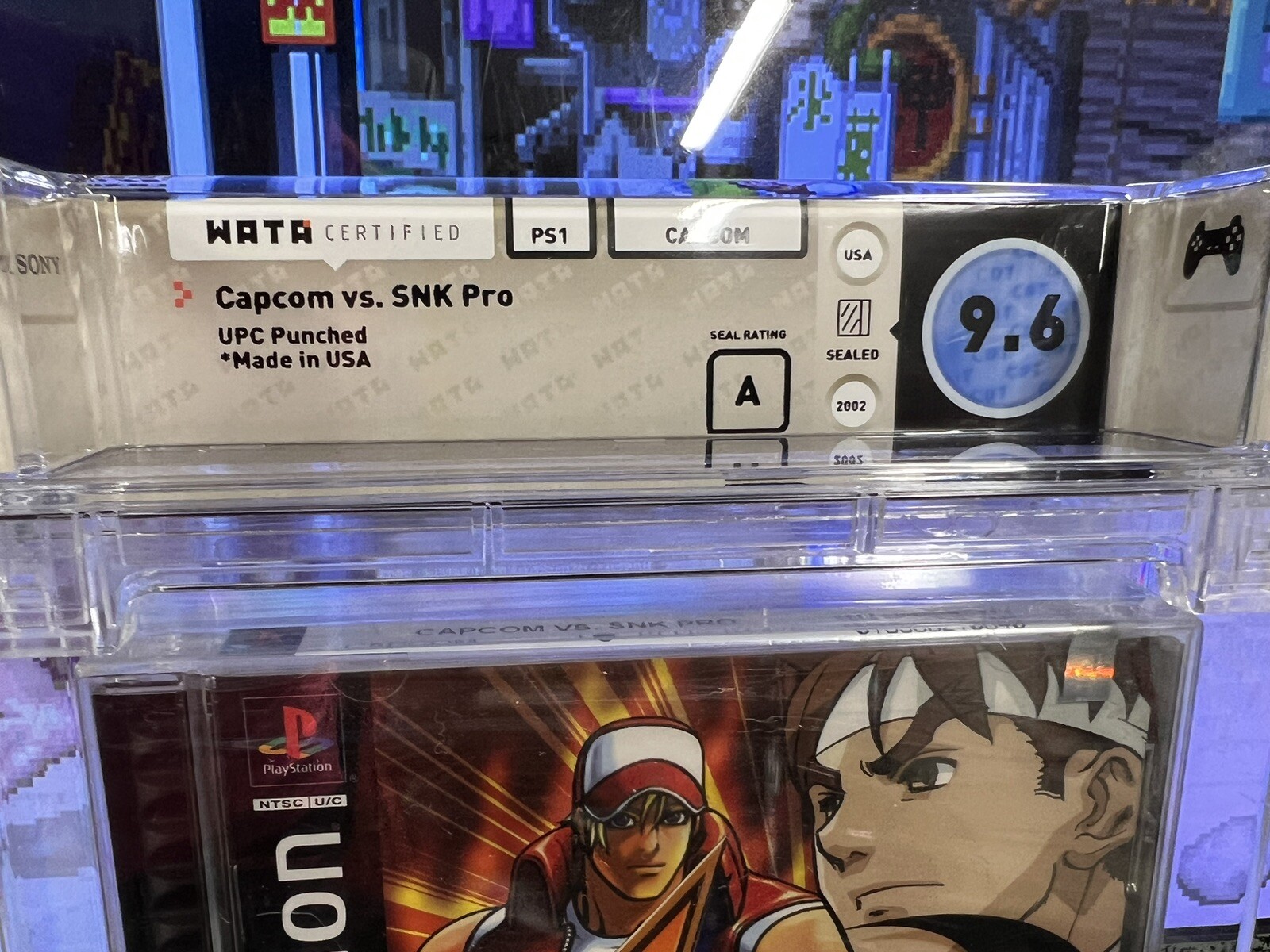 2002 PS1 Capcom vs SNK Pro Graded WATA 9.6 A Factory Sealed w/ UPC Punched Promo