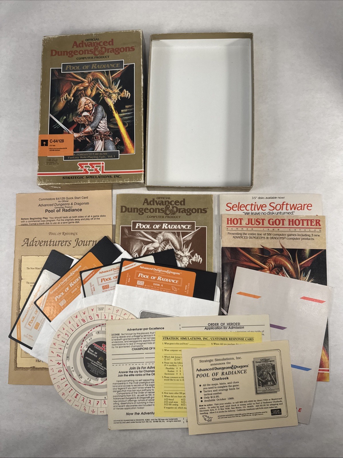 Advanced Dungeons & Dragons Pool of Radiance Commodore 64/128 with Wheel