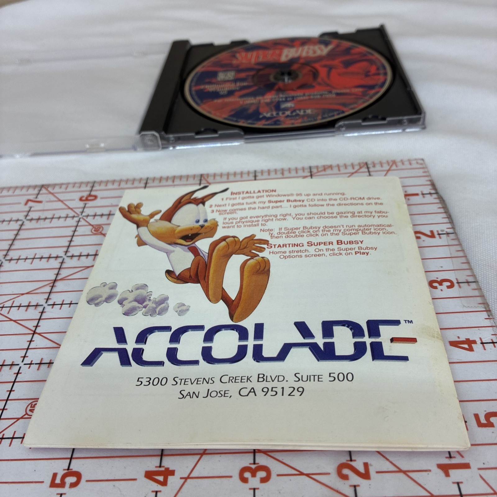 Super Bubsy Accolade PC CD Rom VG Rare Windows 95 With Booklet, Reads and loads